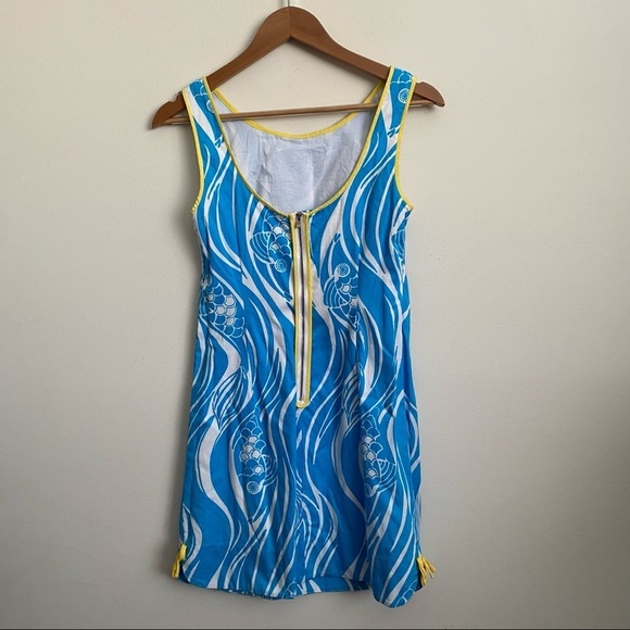 Lilly Pulitzer || Delia Shift Dress Joe Fish Print Blue 2 - Picture 4 of 10